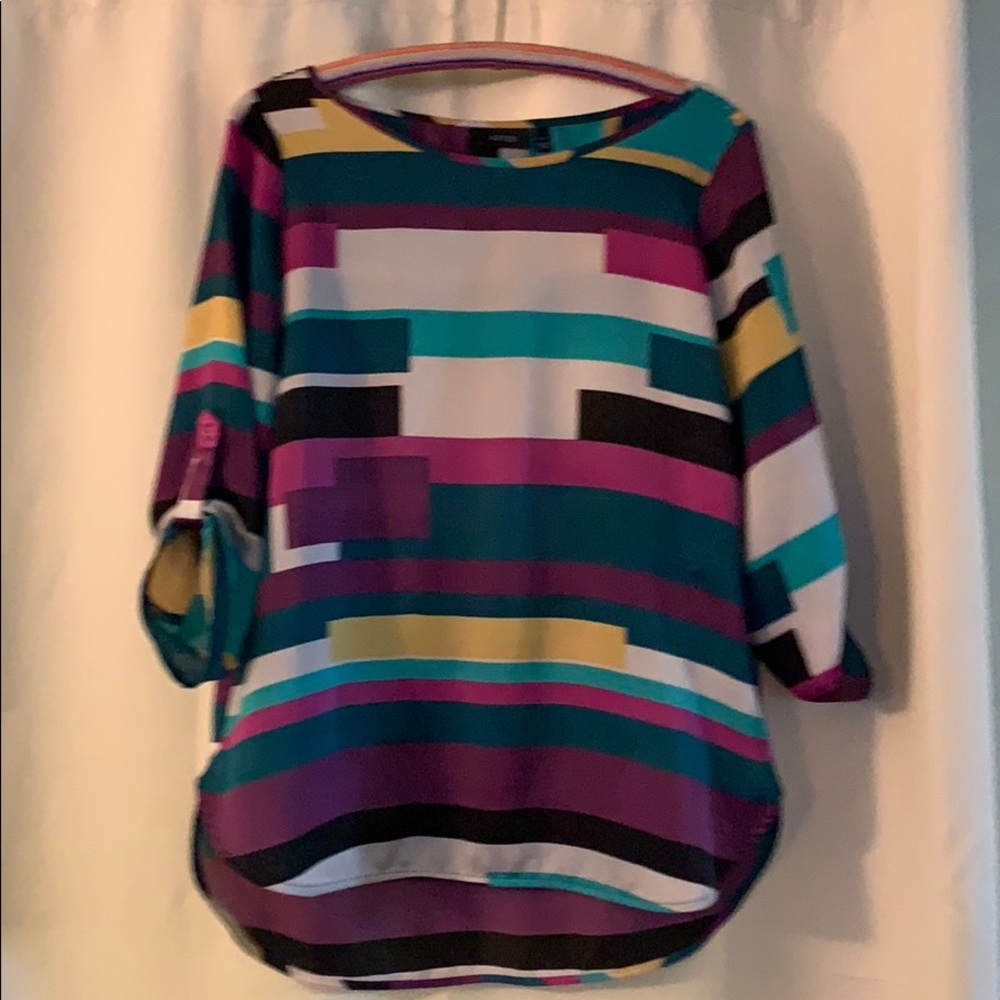 APD 9 geometric 3/4 sleeve blouse 100% polyester